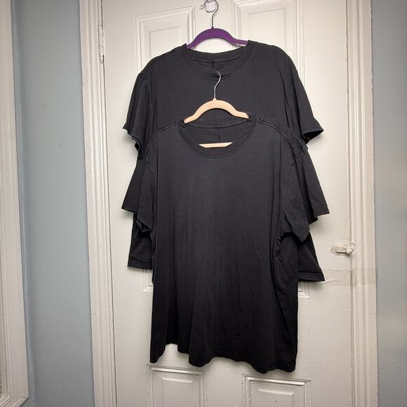 Lululemon Womens Black Cotton Tee Shirt Size Large Bundle of 2 Athleisure Lounge - Picture 1 of 6